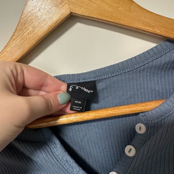 Blue Ribbed Button-Detail Top - Picture 2 of 3